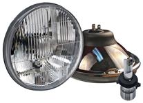 Headlights, Delta Lights LED 7" Round, Flat Glass, H4 Bulb, High/Low-Beam