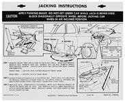 Decal, Jacking Instructions, 1961-65 Corvair Van, GM #: 3784476, Dated: 4-1-60