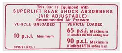 Decal, Air Shock Instructions, 1975-77 Pontiac, GM # 10001082