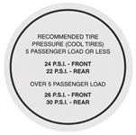 Decal, Tire Pressure, 1971-72 GTO