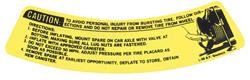 Decal, Tire Inflator Bottle Instruction, 1969-72 Pontiac, 7.35x14, GM # 9793469