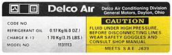 Decal, AC Compressor, 1978-80 Regal, GM # 1131113