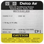 Decal, AC Compressor, 1978-80 Regal, #1131143