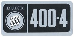 Decal, Valve Cover, 1967-70 Skylark, "Buick Tri-Shield 400-4"