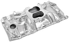 Intake Manifold, Weiand, Street Warrior, BB Chevy, Peanut Port, Polished