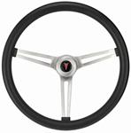 Steering Wheel, Grant Classic Nostalgia, Blk Foam w/Brushed Spokes, Pont Button