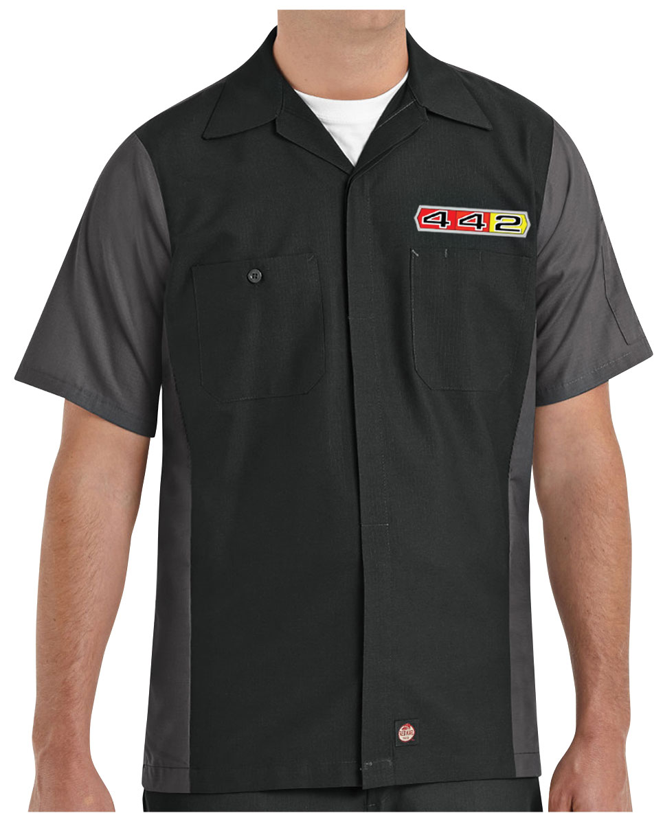 Shirt, Mechanic, Red Kap 2-Tone Short Sleeve, Tri-Color 442 Logo  3X-Large-Black/Charcoal