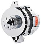 Alternator, Powermaster, 1954-88 GM, CS130, 140A, 6-rib, Chrome Baffle/Cone