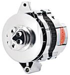 Alternator, Powermaster, 1954-88 GM, CS130, 105A, 1v Pulley, Chrome Baffle/Cone