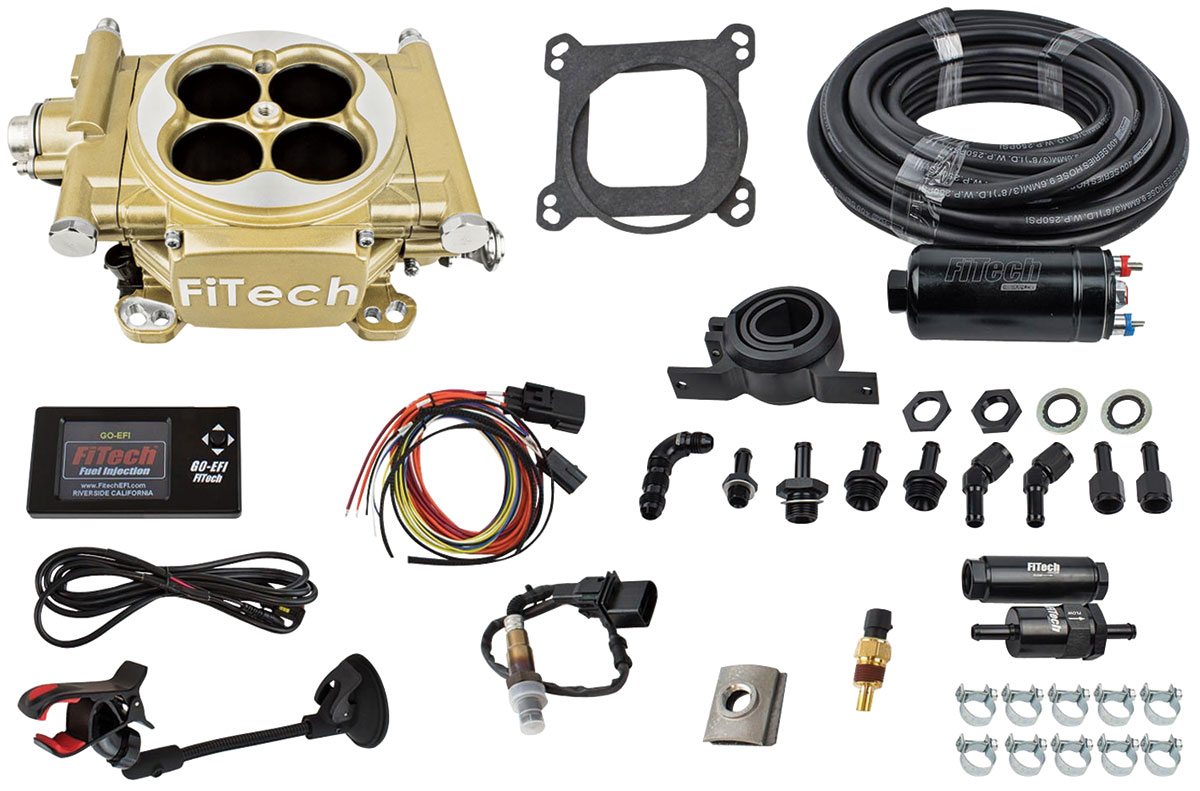 EFI Kit, Master, FiTech Easy Street, 600 HP, Gold Finish, Inline Fuel