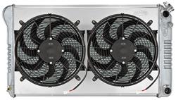 Radiator/Fan Combo, Aluminum Cold-Case, 1968-72 A-body, LS-Swap, 14" Fans