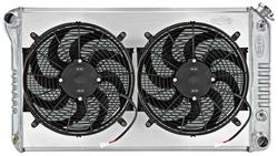 Radiator/Fans, Alum Cold-Case, 68-77 A-Body/Fullsize exc. Skylark, 14" Fans