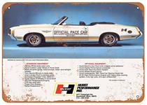 Sign, Aluminum 10"x14", 1972 Hurst/Olds Pace Car