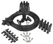 Distributor Set, Lokar, LS, w/ Plug Wires, Black Finish