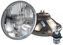 Headlights, Delta Lights LED 7" Round w/Halo, Flat Glass, H4, Hi/Lo, Switchback