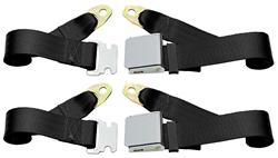 Lap Belts, Satin Buckle, 1964-88 Lift Latch Style, 60", Pair