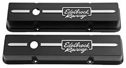 Valve Covers, Edelbrock Racing Srs, Chevy SB Perimeter Bolt, 3.05", Low Profile