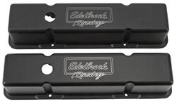 Valve Covers, Edelbrock Victor Srs, Chevy SB Perimeter Bolt, Black, 3.75" Tall