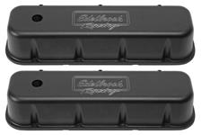 Valve Covers, Edelbrock Victor Srs, 1965+ Chevrolet BB, Black, 3.75" Tall