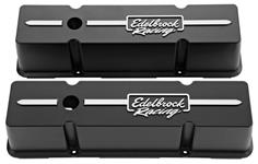 Valve Covers, Edelbrock Racing Srs, Chevy SB Perimeter Bolt, Black, 4.51" Tall