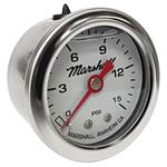 Gauge, Pressure, 1.5" White Marshall Logo Dial, Red Pointer