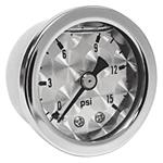 Gauge, Pressure, 1.5" Engine Turned Dial, Black Pntr, Chrome Case & Bezel