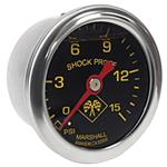 Gauge, Pressure, 1.5" Midnight Silver, Flag Dial, Red Pntr, Chrome Case & Bezel