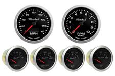 Gauge Set, 6pc, 0-90 Ohm Fuel, 3-3/8" Speedo & Tach