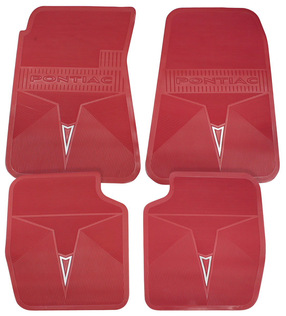 Floor Mats, Rubber, 1968-72 Pontiac A, 1969-72 Grand Prix, Factory Style,  LEG -Red