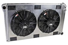 Radiator & Fans, Griffin Aluminum ExactFit, 1964-88, 28" Core, 2-Row