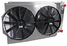 Radiator & Fans, Griffin Alum. Perf. Fit, 1964-88 LS Swap, 26" Core, 2- Row