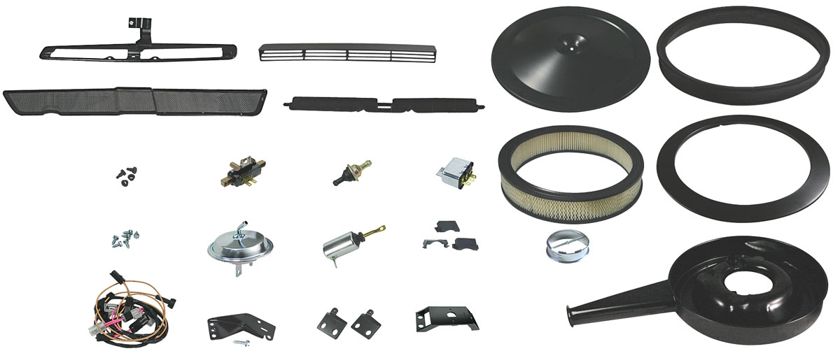 Cowl Induction Kit, 1970-72 Chevelle/El Camino/Monte Carlo, Complete w/  Spacer -Black Lid