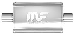 Muffler, 4" x 9" Oval Reversible, Magnaflow, Satin 409SS, Center/Center