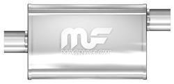 Muffler, 3.5" x 7" x 14" Oval Reversible, Magnaflow, Satin 409 Stainless