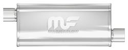 Muffler, 5" x 8" Oval Reversible, MF, Brushed 430SS, Offset/Offset