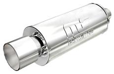 Muffler w/Tip, Street 6" x 21" Round, 2.25" Inlet/4" Rolled Straight Cut Tip, MF