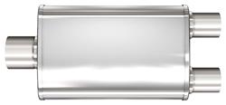 Muffler, 4" x 9" x 14" XL Oval Multi-Chamber, MF, Satin 409 Stainless Steel