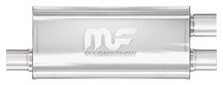 Muffler, 5" x 8" x 18" Oval Reversible, MF, Satin 409SS, Offset/Dual