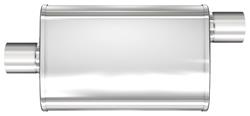 Muffler, 4" x 9" x 18" XL Oval Multi-Chamber, MF, Satin 409 Stainless Steel