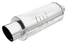 Muffler w/Tip, Street 6" x 20.5" Round, 2.25" Inlet/4" Angle Cut Tip, Magnaflow