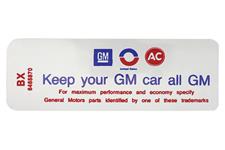 Decal, Air Cleaner, Keep your GM car all GM, 1970-71 Buick, 455-4V HD