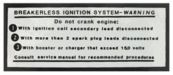 Decal, Breakerless Ignition, 1963-67 Pontiac, In Engine Compartment