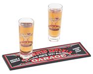 Shot Glass Set, w/Bar Mat, Busted Knuckle Garage