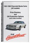 Booklet, 1983-88 Monte Carlo, Price Directory and Production Options