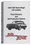 Booklet, 1984-87 Buick Regal, Price Directory and Production Options