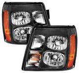 Headlights, Anzo Crystal Black, 2003-06 Escalade, Black/Amber