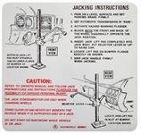 Decal, Jacking Instructions, 1972 Cutlass, In Trunk