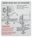 Decal, Jacking Instructions, Late 1967 Cutlass, In Trunk, GM # 398337