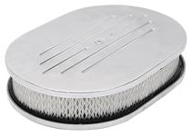 Air Cleaner, Eddie MS Cast Aluminum, 12" Oval Paper Filter, Ball Milled Top