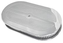 Air Cleaner, Eddie MS Cast Aluminum, 12" Oval Paper Filter, Diamond Finish Top